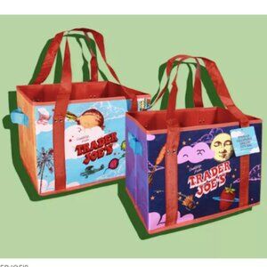 Trader Joe’s Collapsable Tote Bag 2 PACK Bundle NWT NEW Limited